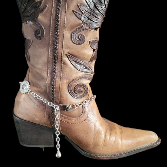 Western Cowboy Boot Chain Boot Jewelry Silver Chain Southwestern Boot Chain - Picture 2 of 2